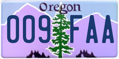 OR license plate 009FAA