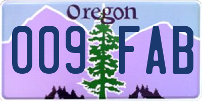 OR license plate 009FAB