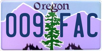 OR license plate 009FAC