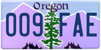 OR license plate 009FAE