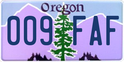 OR license plate 009FAF