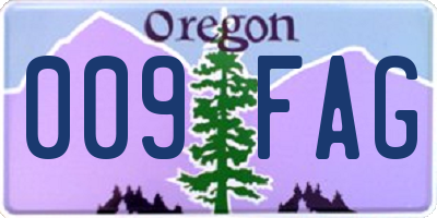 OR license plate 009FAG