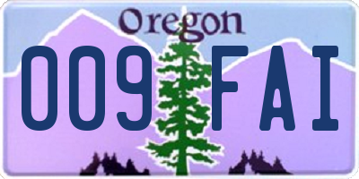 OR license plate 009FAI