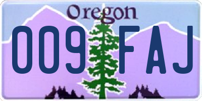 OR license plate 009FAJ