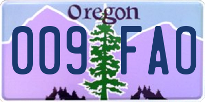 OR license plate 009FAO