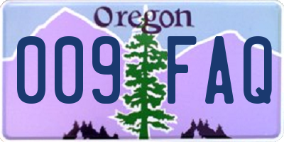 OR license plate 009FAQ