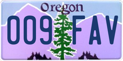 OR license plate 009FAV