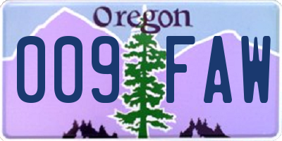 OR license plate 009FAW