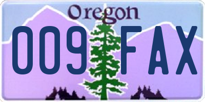 OR license plate 009FAX