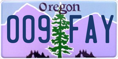 OR license plate 009FAY