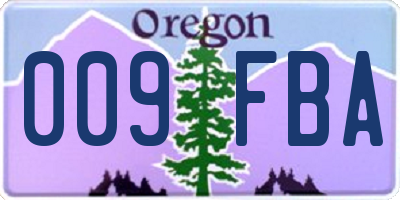 OR license plate 009FBA
