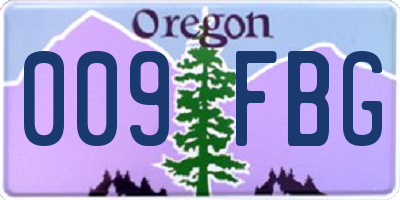 OR license plate 009FBG