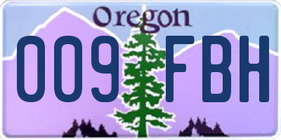 OR license plate 009FBH