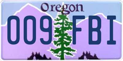 OR license plate 009FBI