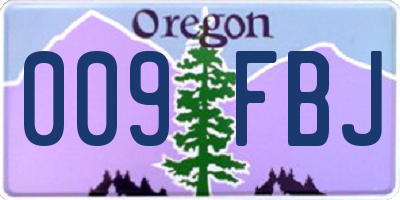 OR license plate 009FBJ