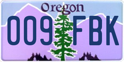OR license plate 009FBK