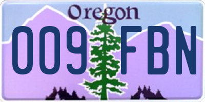 OR license plate 009FBN