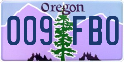 OR license plate 009FBO
