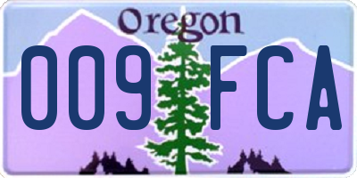 OR license plate 009FCA