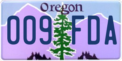 OR license plate 009FDA