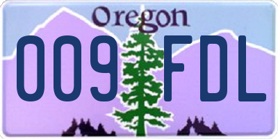 OR license plate 009FDL