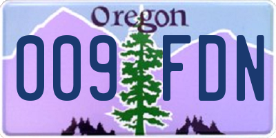OR license plate 009FDN