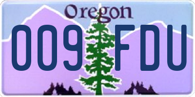 OR license plate 009FDU