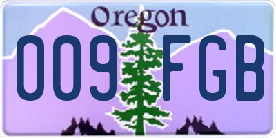 OR license plate 009FGB