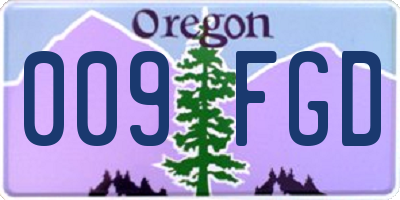 OR license plate 009FGD