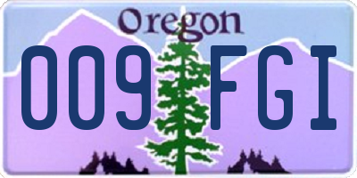 OR license plate 009FGI