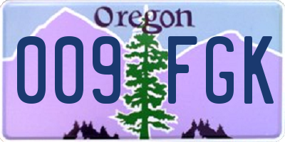 OR license plate 009FGK