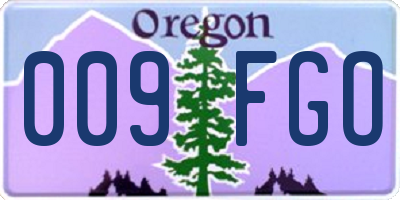 OR license plate 009FGO