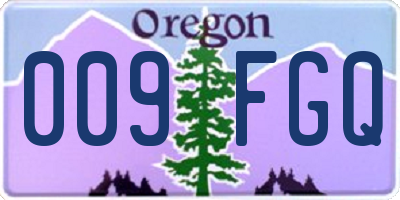 OR license plate 009FGQ