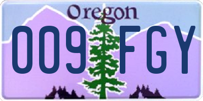 OR license plate 009FGY