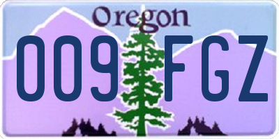 OR license plate 009FGZ