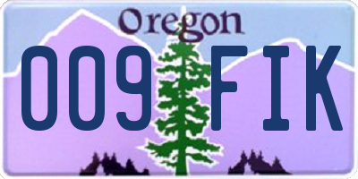 OR license plate 009FIK