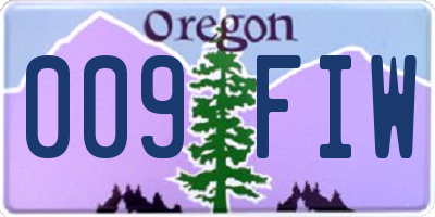 OR license plate 009FIW