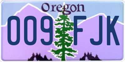 OR license plate 009FJK