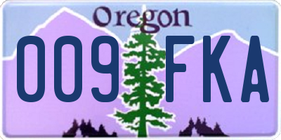 OR license plate 009FKA