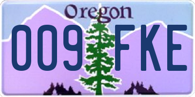 OR license plate 009FKE