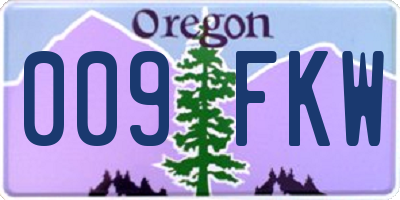 OR license plate 009FKW