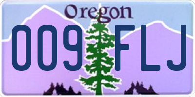 OR license plate 009FLJ