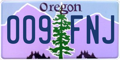 OR license plate 009FNJ