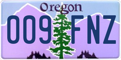 OR license plate 009FNZ