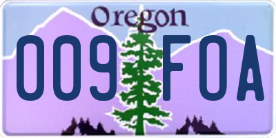 OR license plate 009FOA