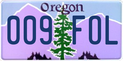 OR license plate 009FOL