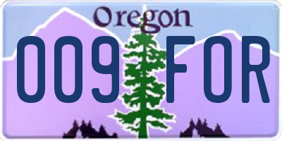 OR license plate 009FOR