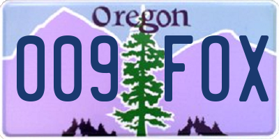OR license plate 009FOX
