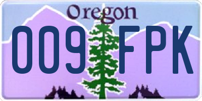 OR license plate 009FPK