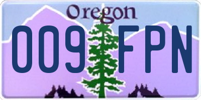 OR license plate 009FPN